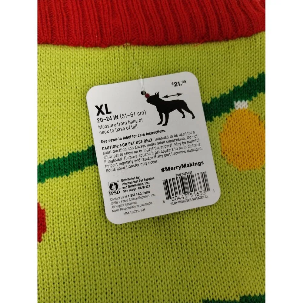 Merry Makings Dog XL 20 to 24 inches Oh Deer Pet Sweater
